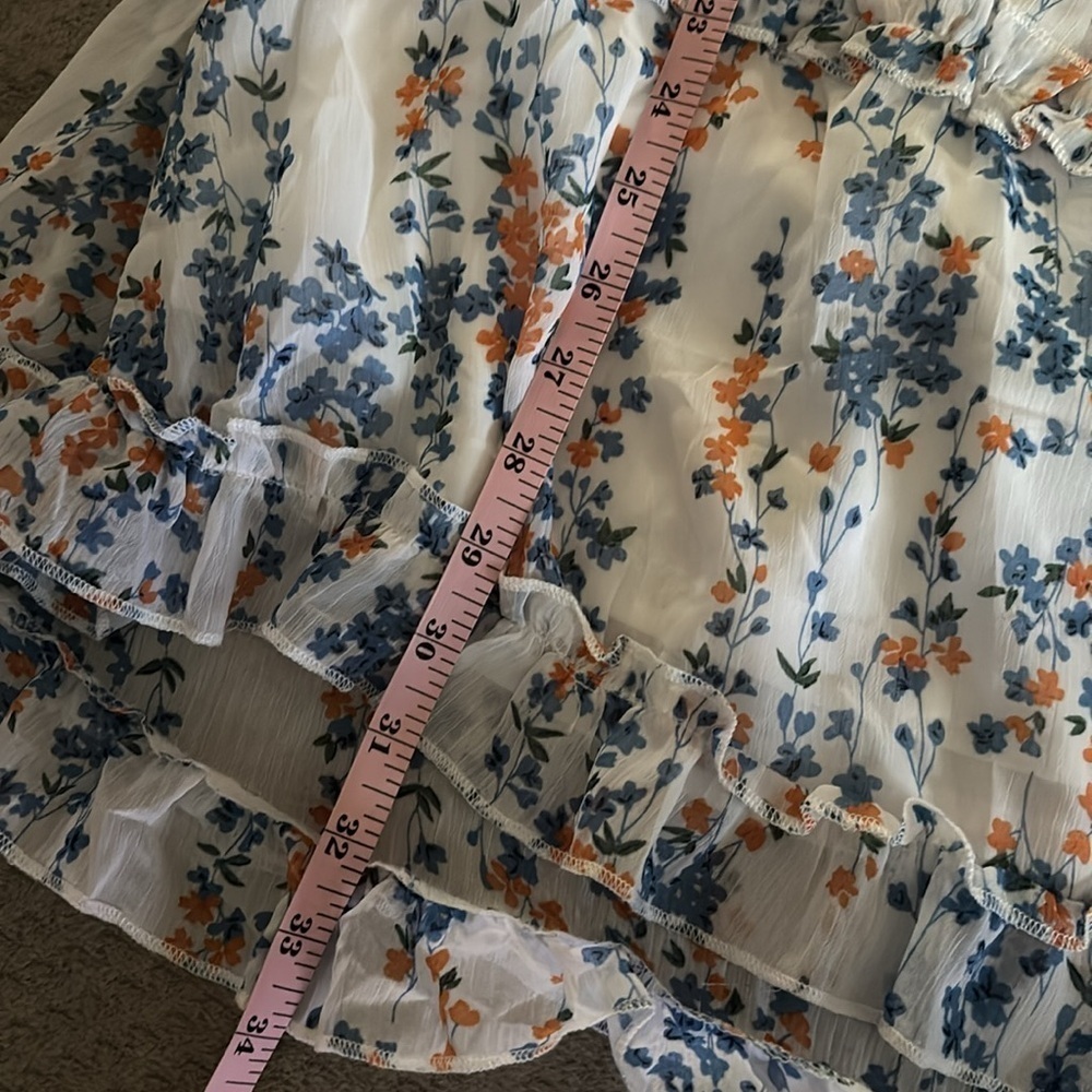 Floral Ruffle Dress - Blue and Orange size small - Picture 5 of 8